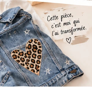 Veste en jean personnalisée avec empiècement textile