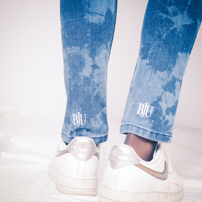 Jeans Délavé avec strass