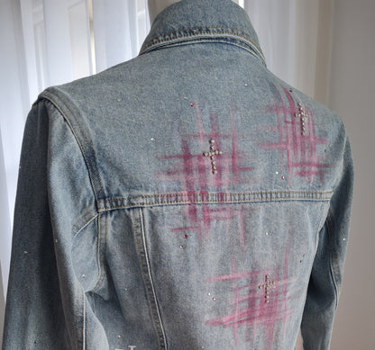 Veste en jeans Croix en strass