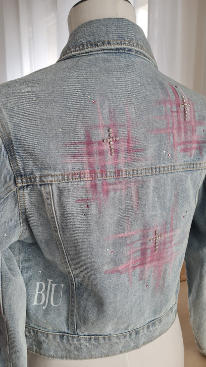 Veste en jeans Croix en strass