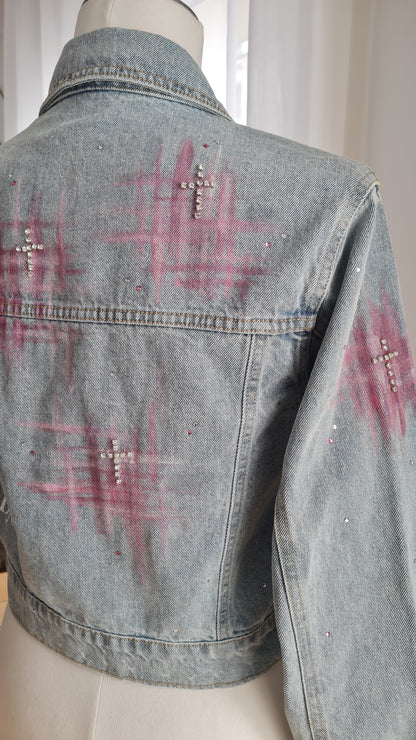 Veste en jeans Croix en strass
