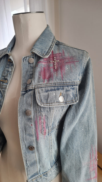 Veste en jeans Croix en strass