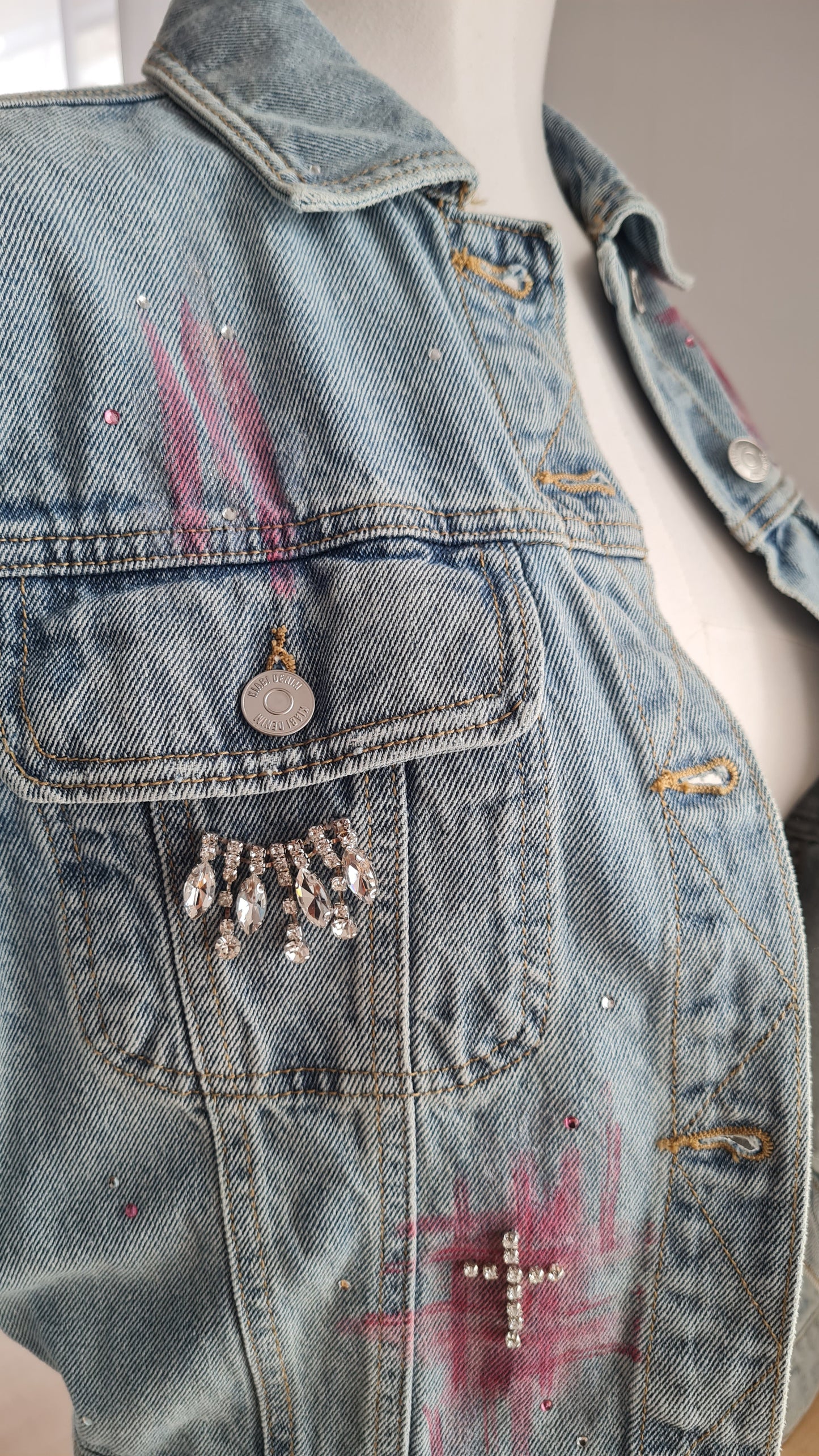 Veste en jeans Croix en strass