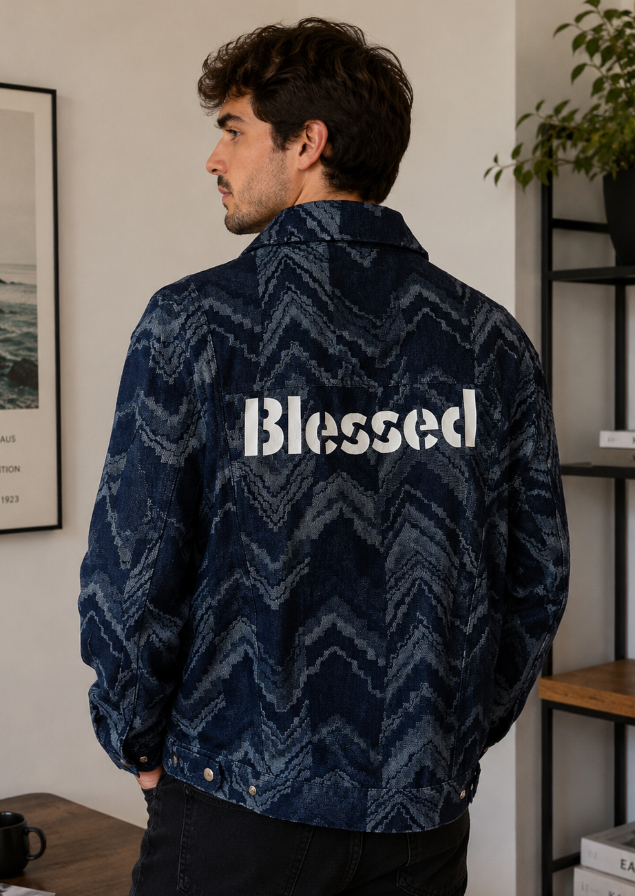 Veste en Jeans texturée"BLESSED"