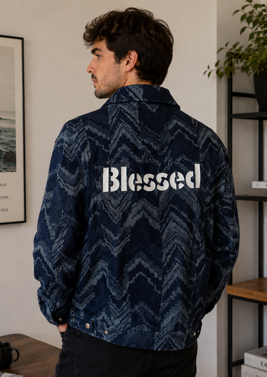 Veste en Jeans texturée"BLESSED"