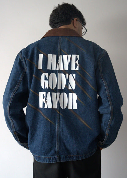 Veste en jeans "I Have God Favor"