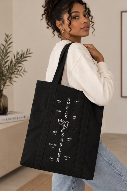 Tote bag noir "Ambassadeur de paix"