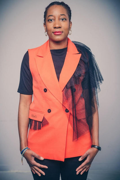 Veste sans manche Drapé Plumetis