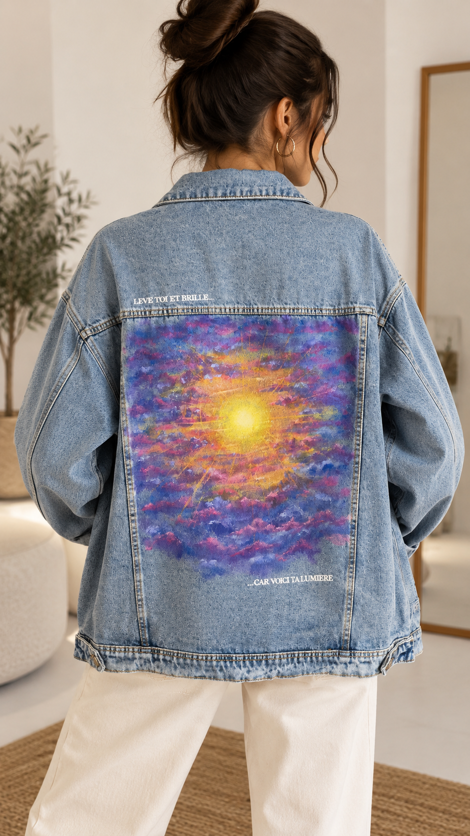 Veste en jeans "Lève toi et brille"